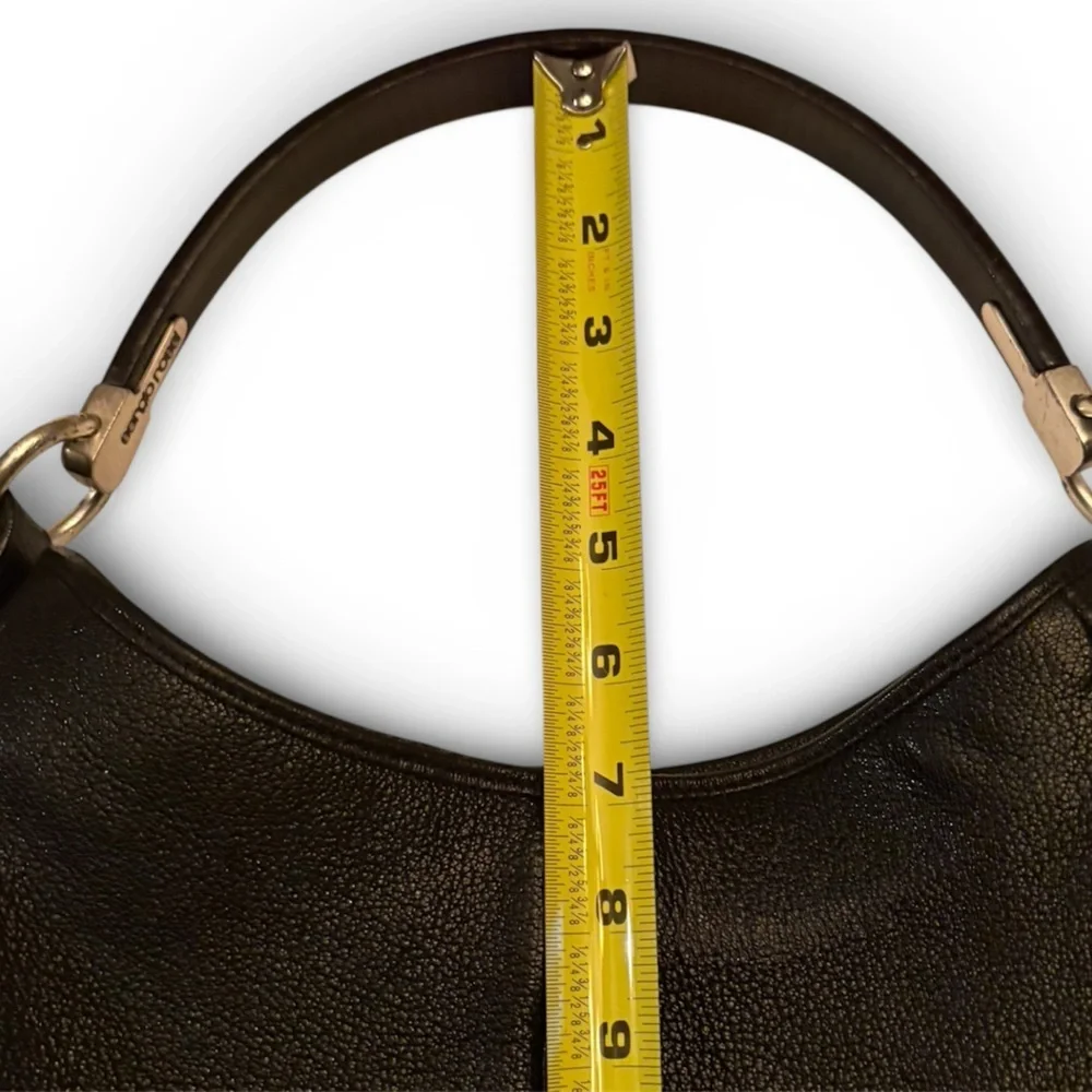 Sergio Rossi Large Black Pebbled Leather Hobo Handbag With Wooden Handle